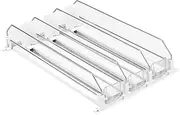 Drink Dispenser Holder, Beverage Self-Pushing Glide Rack, Drink Can Organizer Holds, 3 Rows Width Ajustable, White