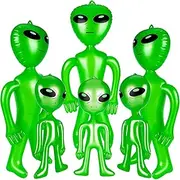6pcs Halloween Alien Inflatable, 35 Inch Inflatables Alien and 21 Inch Alien Inflates Balloon for Alien Party, Halloween, Christmas, Birthday Decoration (Green)