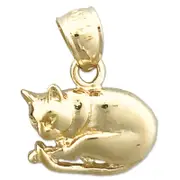 14K Gold 13MM Cat Charm