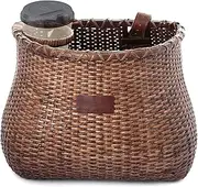 Warners Wheels Bike Basket Front for Women's and Mens Cruiser with Coffee Cup Holder, Handmade Bicycle Basket for Adult Bikes mounts to Front Handlebars of Beach Cruisers