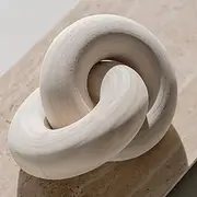 PEAKOLY Wood Knot Decor Natural - Coffee Table Sculpture, Wood Chain Link Decor, Decorative Chain, Wooden Knot, Console Table Decoration Items, Shelf Decorations, Bookshelf Decorative Objects, Beige