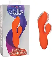CalExotics Stella™ Liquid Silicone Dual Teaser – Premium Rechargeable Rabbit Massager Vibrator – Sex Toy for Women - Orange