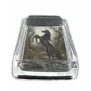 Unicorns D7 Glass Square Ashtray 4" x 3" Smoking Cigarette Mythical Creature