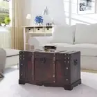 Vintage Storage Chest Blanket Cloth Box Portable Wooden Home Organiser Brown
