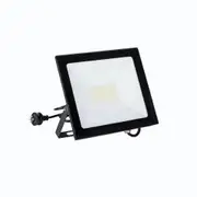Telbix Lighting Neo Metal Glass 30W LED Flood Light with Lead & Plug - Black - 4000K