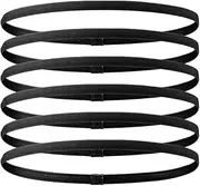 [Kiwinvou] Black Headband,6PCSThick Non-Slip Elastic Sport Headbands for Yoga, Football, Tennis, Unisex-Youth