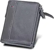 [SKUZA] Wallet,Card Bag,Double Zipper Women Wallets Genuine Cow Leather Card Holder Female Purse Vintage Coin Holder Wallets for Girl (Color : Black) (Brown) (Color : Gray 1)