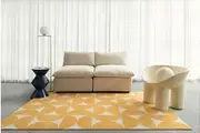 Zaki Yellow and Ivory Geometric Washable Rug