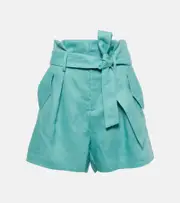 [Adriana Degreas] Adriana Degreas Orquidea high-rise linen shorts AU 14 blue