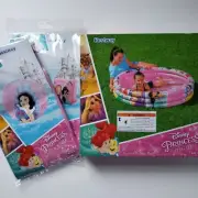Disney Princess Inflatable Kiddie Swimming Pool 3 Ring 48" Armbands Beach Ball *