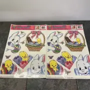 Two new vintage Magic-Clings Easter static cling window decorations Easter Bunny