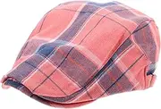 [MOBUTOFU] Plaid Forward Cap Boys Hats Men Hats Women's Hats & Caps Hats for Men Beret Mens Driving Cap Newsboy Cap Mens Newsboy Hats and Caps News Boy Hat Mens Driver Hat Cotton Polyester Pink