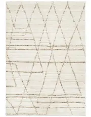 [Miss Amara] Leona Tribal Wool Shag Rug in Ivory Beige
