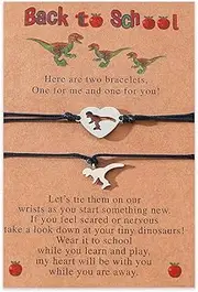 [Kefley] Mother Son Back to School Bracelet Mommy and Me Matching Dinosaur Bracelets for Mom and Son 2 PC Set First Day of School Kindergarten Preschool Bracelet Gifts for Boys
