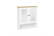Wall Mounted Bathroom Medicine Cabinet Mirror Door Adjustable Shelf Wooden White