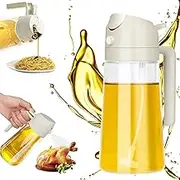 Oil Spray Bottle,2 in 1 Glass Oil Sprayer & Dispenser,Oil Sprayer for Cooking Oil Dispenser Bottle for Air Fryer,Salad, Frying, BBQ (Beige)