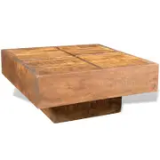 Coffee Table Brown Square Solid Mango Wood