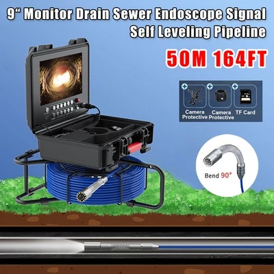 9in Waterproof Meter Counter DVR Drain Sewer Inspection Video Endoscope Camera.