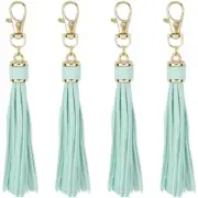 4Pcs Keychain Tassel Charms Faux Leather Tassel Charm Bulk Medium Aquamarine