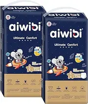 AIWIBI Ultimate Comfort Overnight Nappy Pants, Size 4, 360 Pull-On Disposable Baby Nappy Pants,Super Absorbent 88 Count (9-14 kg), Nighttime Underwear