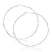 Sterling Silver 70x2.5mm Twist Hoop Earrings