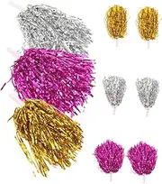 [Kisangel] Reusable Cheerleader Props 3 Sets of Silver Fuchsia Portable Dance Decorations