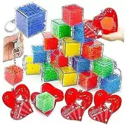 AMENON 28 Pack 3.1'' Giant Heart Filled Maze Ball Puzzle Fidget Toys Cards