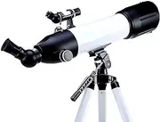 Astronomical Telescope,Telescopes for Kids Beginners,Adult 80mm Astronomy Refractor Telescope,with Adjustable Tripod,Eyepiece K25/K9mm(White)