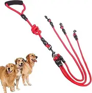 3-in-1 Dog Lead, 3-Way Dog Lead with Padded Handle, 360° Rotatable, No Tangle, Dog Lead for 3 Dogs, Pet Dog Lead, Chain 1.5 m for Medium, Small Dogs, Multiple Pets