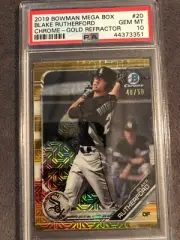 2019 Bowman Mega Box Chrome 1st Blake Rutherford Gold MOJO Ref PSA 10 POP 1