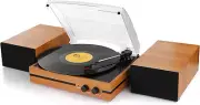 Retro Vinyl Record Player Bluetooth Desktop Phonograph Belt-Drive Turntable with