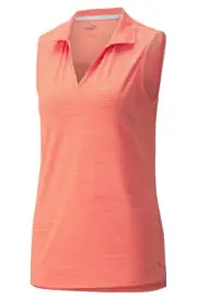 New Puma Golf Ladies Cloudspun Coast SL Polo Hot Coral Heather XS