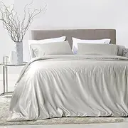 Luxton 100% Bamboo Quilt Cover Set Queen Size Linen Beige Color Breathable Organic Bamboo Duvet Cover 3PCS Set (Queen Size, Linen Beige)