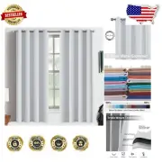 Elegant Greyish White Room Darkening Curtains with Grommet & Tie Backs - 52x63