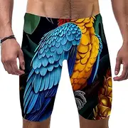 [FNETJXF] Jammers for Men, Men's Athletic Swimwear Briefs, Parrot Flamingo Tropical Animal Palm Leaf