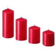 4 Pack Red Wax Pillar Block Candle Xmas Table Room Centrepiece Party Decoration