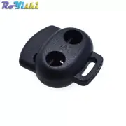 2 Holes&Webbing Hole Cord Lock Stopper Plastic Toggle Clip Black