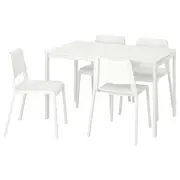 MELLTORP / TEODORES table and 4 chairs, white/white, 125x75 cm