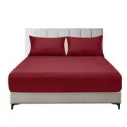 2200TC Ultra Soft Fitted Sheet With Pillowcases S/KS/D/Q/King Burgundy