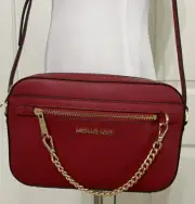 NWT Michael Kors red jet set leather chain Large Crossbody