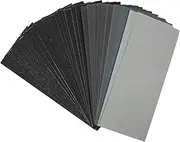 NULYLU Assorted Sandpaper Sheets 100pcs Set Fine to Coarse Grits Wet Dry Sanding Pads for Wood Metal Automotive