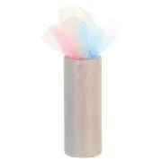 6 Inch Rainbow Glitter Tulle Ribbon Rolls Net Fabric 10 Yards, Blue/Pink/Yellow