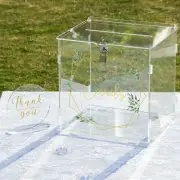 Acrylic Wedding Card Money Storage Box with Lock Transparent Durable Foldable