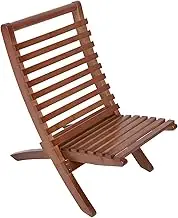 Wooden Chair Dark Brown Stylish Folding Ergonomic HIGH BACKREST for Outdoor Camping Garden Patio