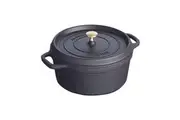 Staub 28cm 6.7L Cast Iron Round Cocotte Pot w Lid Induction Cookware Black