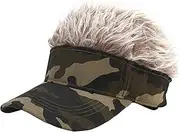 [Malaxlx] Mens Sun Visors Hat with Fake Spiked Hair Novelty Wig Adjustable Baseball Cap Golf Hat