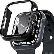 PZOZ Case Compatible with Apple Watch Series 7/8 41 mm with Screen Protector, iWatch Very Strong PC Protective Case, All-Around Protective Case for Apple Watch Series 7/8 41 mm (Black, 41 mm)
