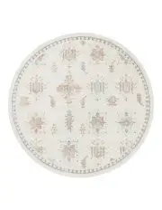 [Miss Amara] Pebblebrook Traditional Round Rug in Cream/Pink