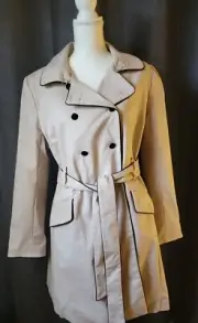 Cynthia Rowley Womens Double Breasted Trench Coat Size XL Tan Belted