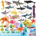 兒童仿真鯊魚海洋世界動物海底生物魚模型軟膠海龜花枝大白鯊玩具